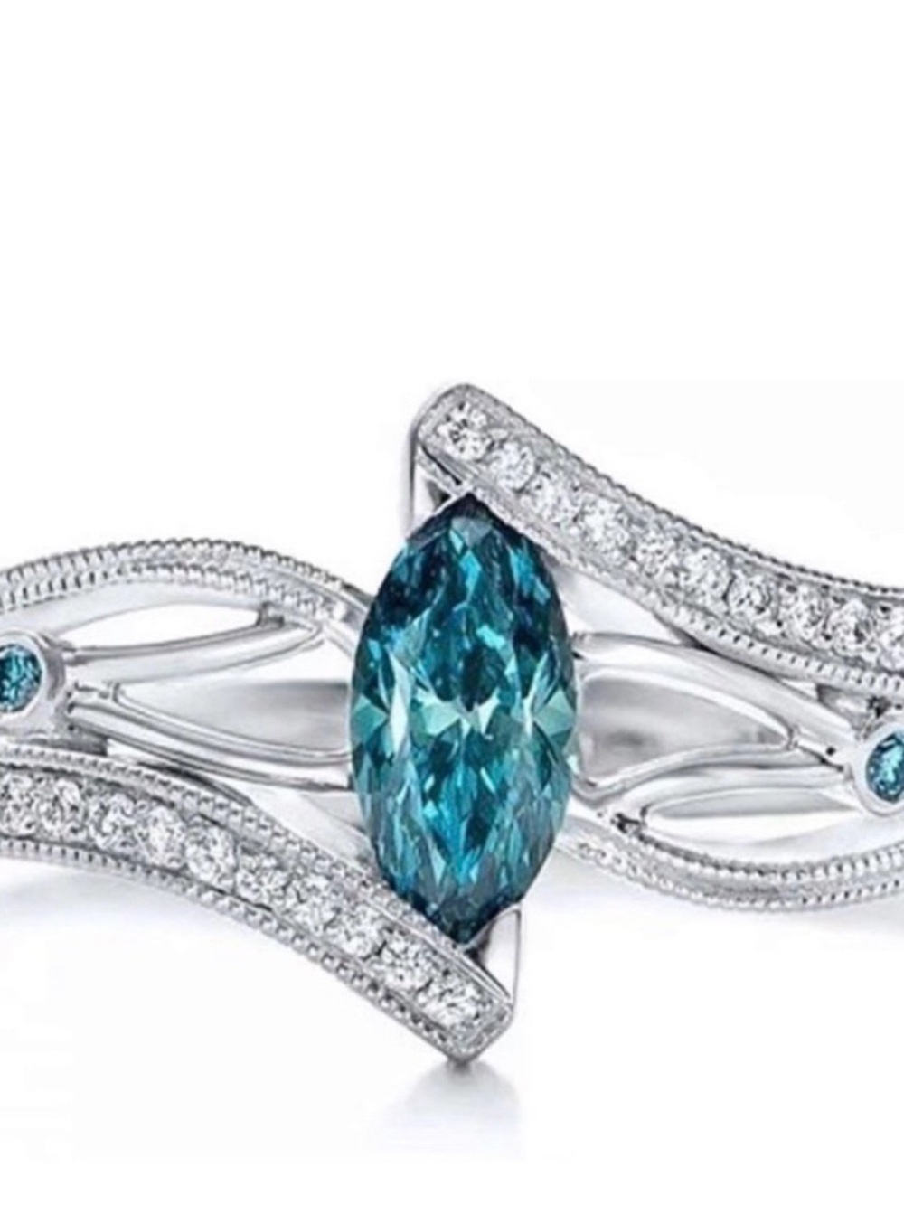 Blue Marquise Centerstone Silver Women's Ring